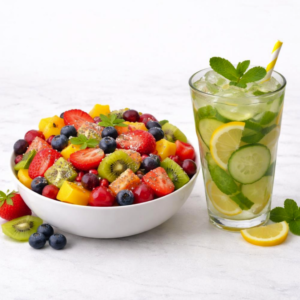 Hydration Detox Combo - Fresh Fruit Power Bowl + Hydrating Cucumber Lemonade
