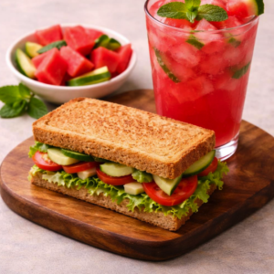 Power Crunch Combo - Fresh Veggie Crunch Sandwich + Watermelon  Mint Refresher
